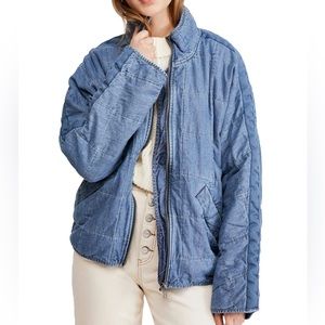 Free People Light Blue Quilted Jacket